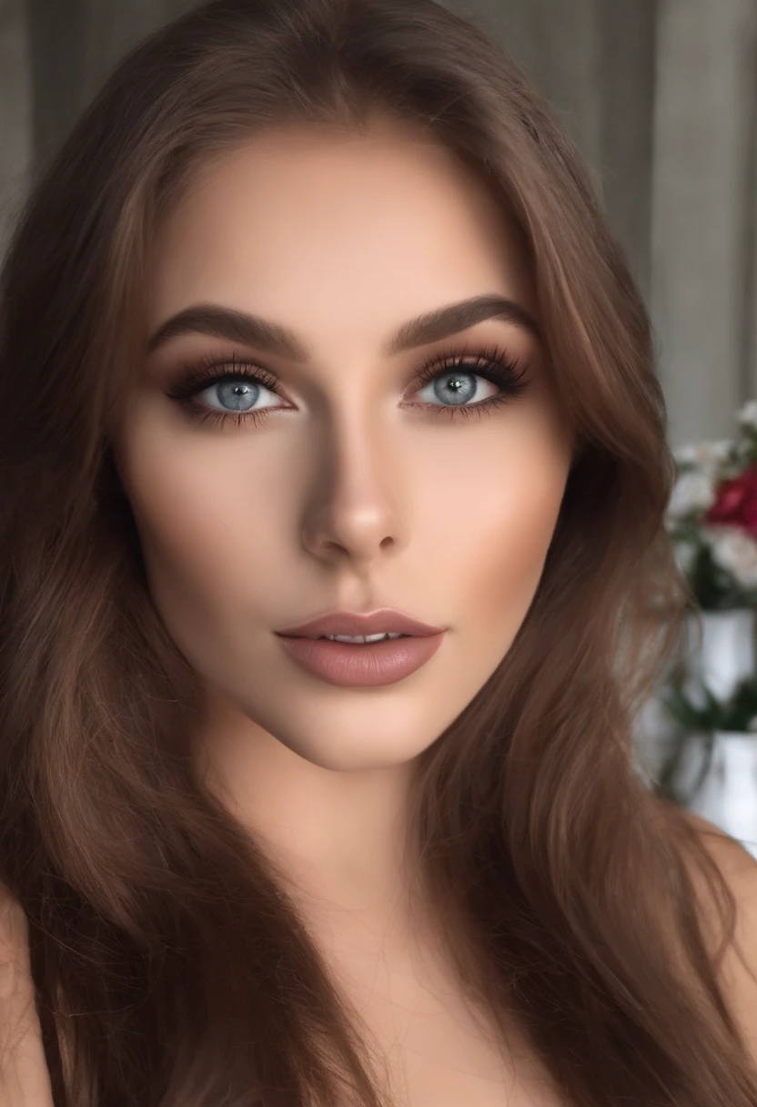 Arafed Frau komplett , Sexy girl with brown eyes, Ultra-realistisch, Akribisch detailliert, portrait sophie mudd, brown hair and big eyes, Selfie einer jungen Frau, Street market, Violet Myers, Frei von Make-up, Natural makeup, Blick direkt in die Kamera, Gesicht mit Artgram, dezentes Make-up, Great full body shot , im Zimmer, medium to large bust size, Middle buttocks