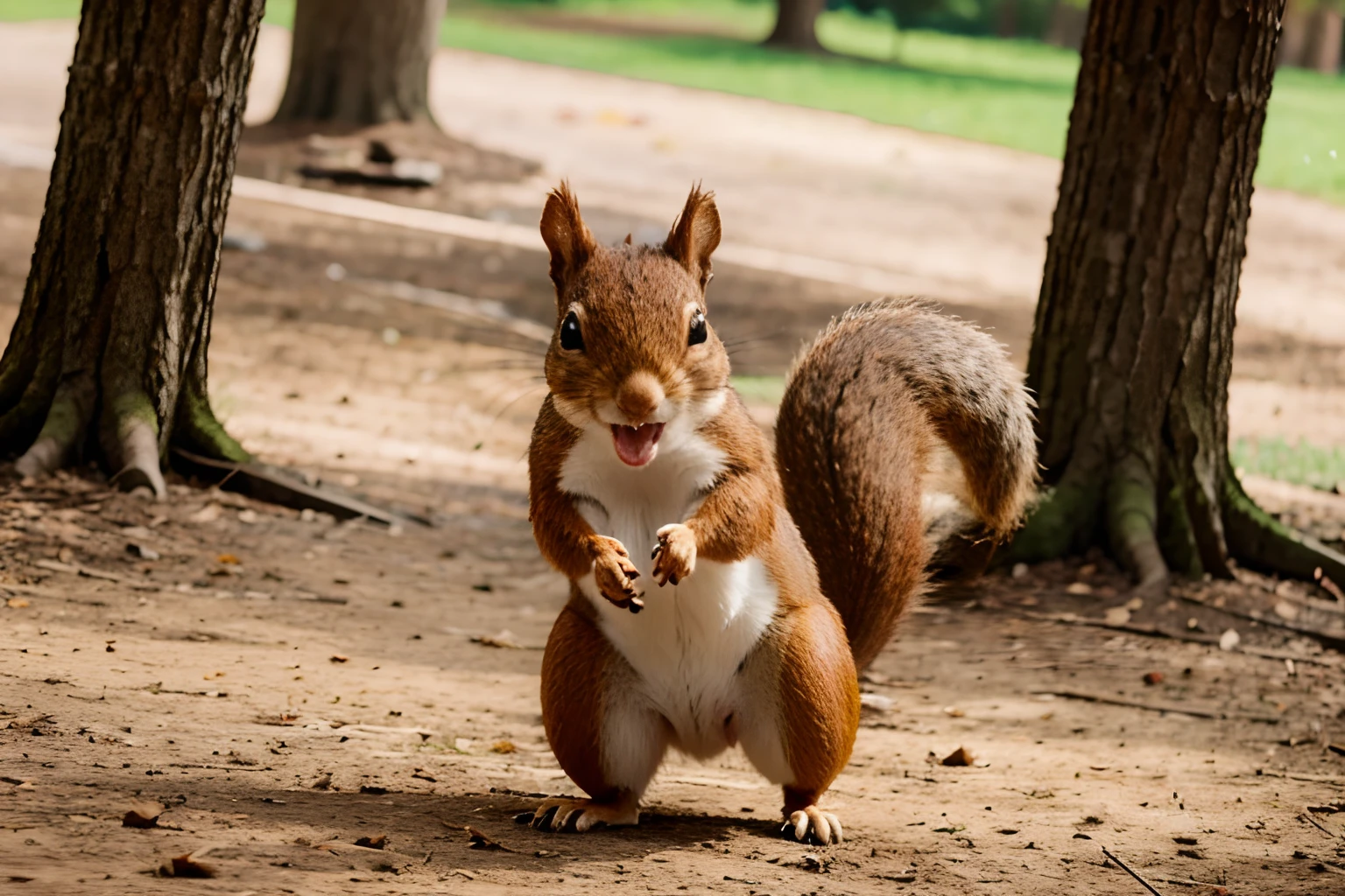 Create an excited squirrel cartoon style