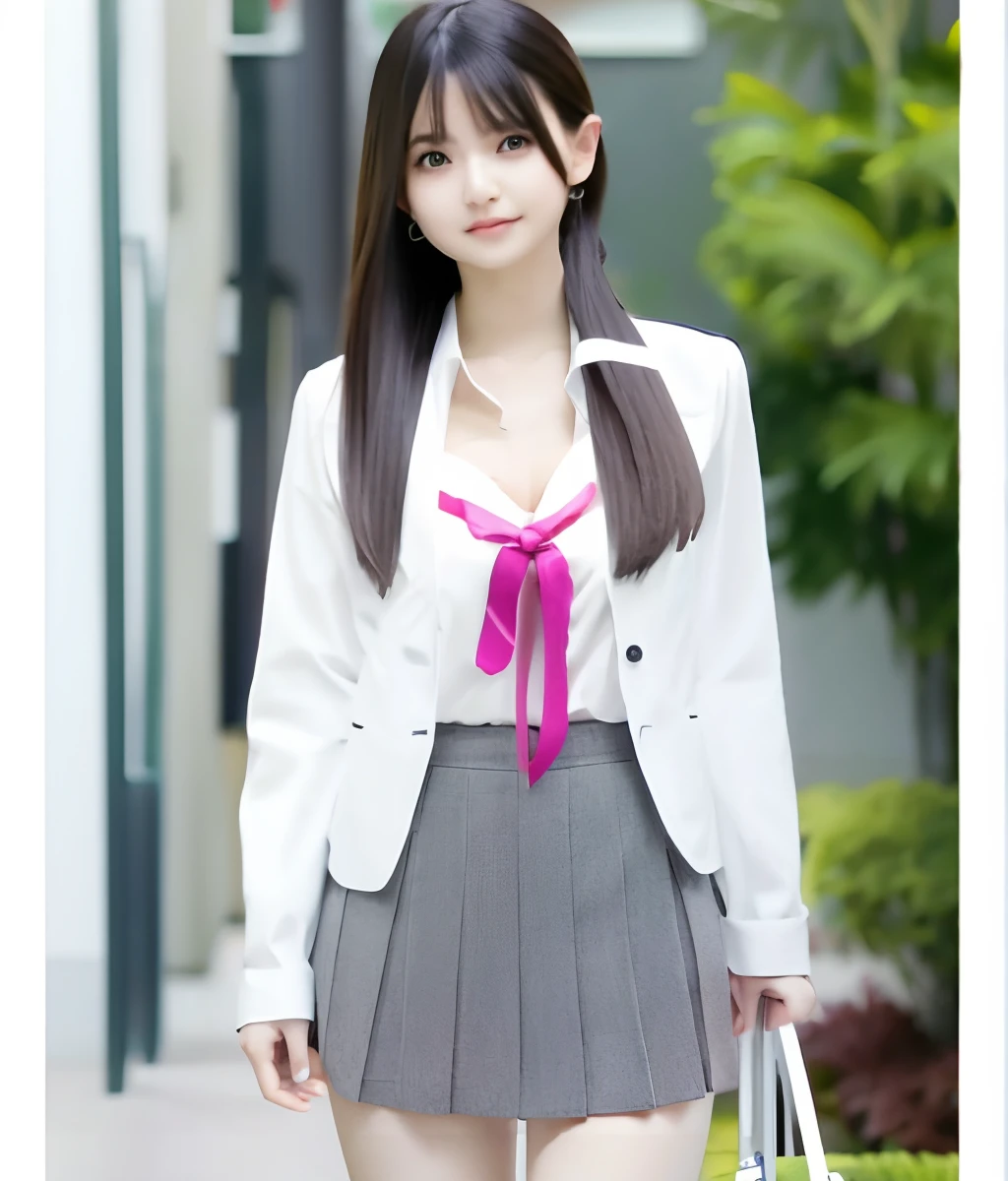 Woman holding laptop in hand, Realistic Young Gravure Idol, Japanese Models, trending at cgstation, Young Pretty Gravure Idol, real life anime girl, charming anime girls, Young Sensual Gravure Idol, anime thai girl, Young skinny gravure idol, Young Gravure Idol, japanese girl school uniform,E-cup,poneyTail,Light clothes for summer,Mini skirt