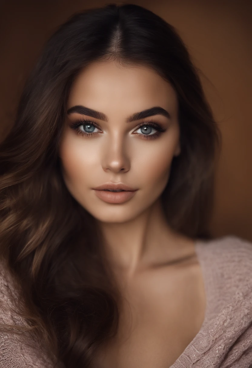 Femme arafed , hispanic, fille sexy aux yeux bruns, Portrait Sophie Mudd, cheveux bruns et grands yeux, selfie of a young woman, Yeux de chambre, Violet Myers, sans maquillage, maquillage naturel, looking straight at camera, Visage avec Artgram, Maquillage subtil, Superbe photo du corps entier, dans la chambre, clivage