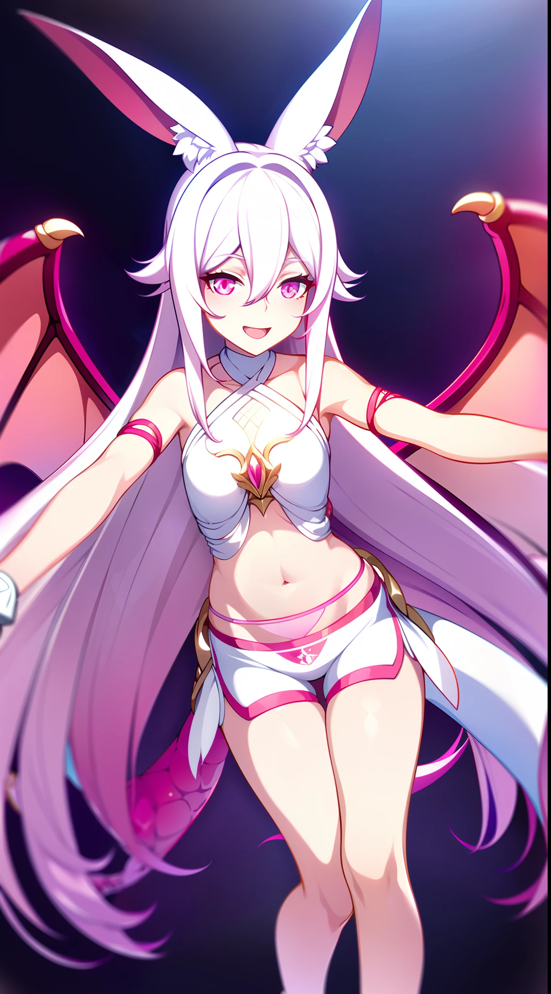 nyatasha nyanners, masterpiece, best quality, 1girl, virtual youtuber, animal ears, cat ears, pink hair, purple eyes, long hair, cat hair ornament, solo, ahoge, looking at viewer, smile, blush, animal ear fluff, open mouth, fang, hair ornament, cat print, off shoulder, bare shoulders, :3, collarbone, cat gir, :d, very long hair, skin fang, bangs, bra, naughty face, seductive smile, seductive gaze,