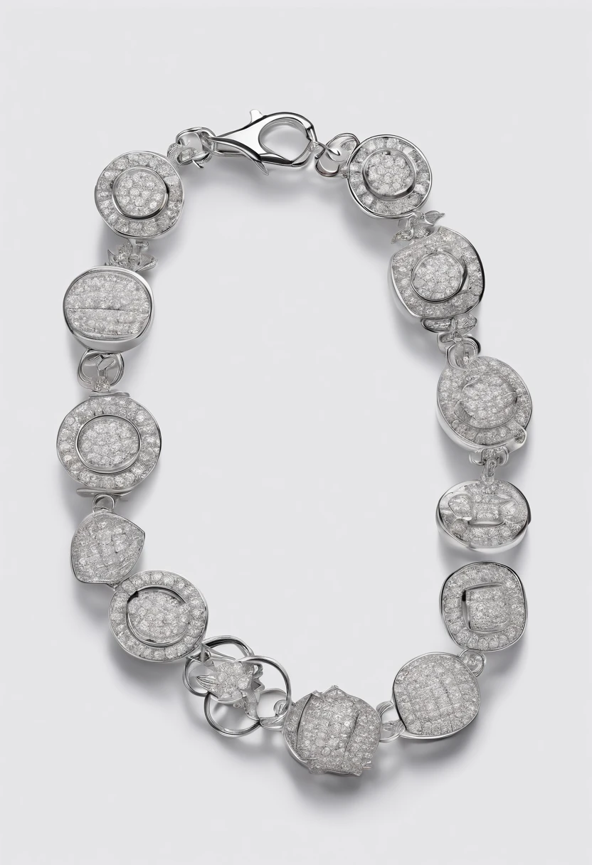 A bracelet on white background, tennis bracelet, brilliant, shiny jewelry, hyper realistic