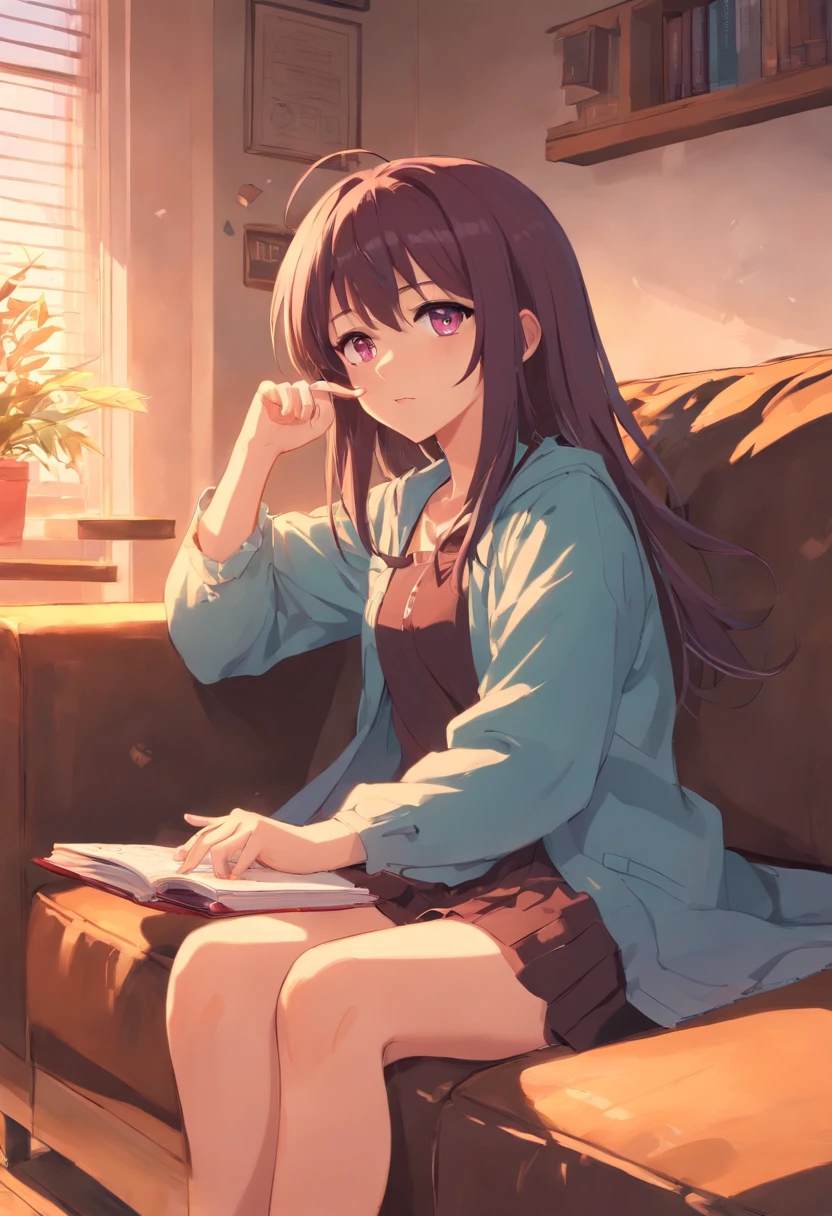 Girl、soio、The Witch，Tsundere、Moody、Predisposition to depression、dreads、Force yourself to laugh、honor student、looks smart、Know、long whitr hair、Pink eyes、coward、Hut、sitting in the couch