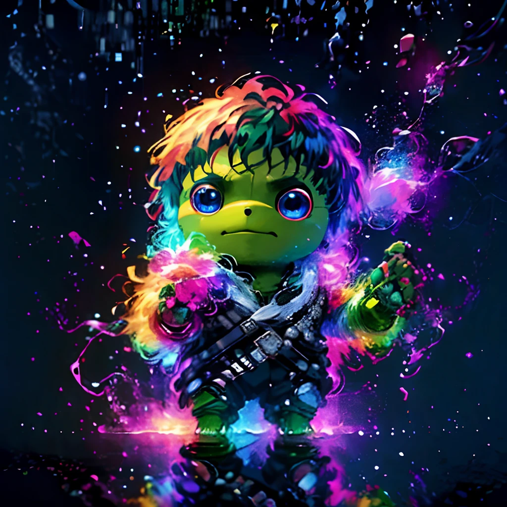 Irridescent color、Colorful pop mascot characters,Round and cute space robot, Farbe々ornamented、Colorful backgrounds,Fantasy,intricate-detail {brightened,K HD,32k constellations