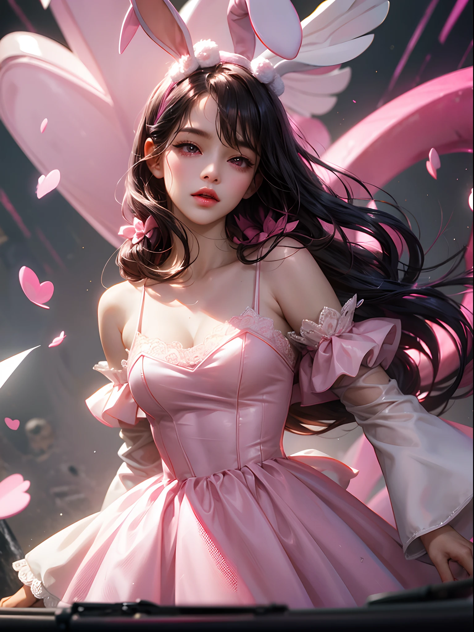Electronic_dance_skirt
dress
bare shoulders,gloves,thighhighs,(Quality Improvement:1.4),1 Girl, Full breasts,Visible cleavage,Sexy long legs,The skirt is very short,She gently lifted her skirt with one hand,Surrounded by white Phalaenopsis orchids,Lilac dendrobium、White Lily, Flying petals,(Top quality leather), Delicate face,Black Hair, Gradient hair, Body,(Body1.1), He has a precious gem on his forehead.., outstanding student,Long eyelashes,Smile, Surrealism, Movie Lighting, Projection Insert, Surrealism, Ultra HD, masterpiece,lie,Keep dreaming,Open your legs slightly.,Tattoo,Fantasy Space,Luxurious space,Exquisite makeup,blush,Shy expression