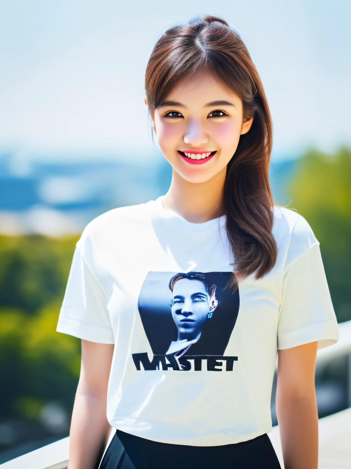 (full body),1 girl,high school student,(plain white t-shirt:1.4),light smile,
master piece,8k,(master piece,ultra high resolution:1.5),(master piece,photorealistic:1.5),(master piece,best quality,ultra detailed:1.5) master piece,detailed eyes,master piece,detailed face,