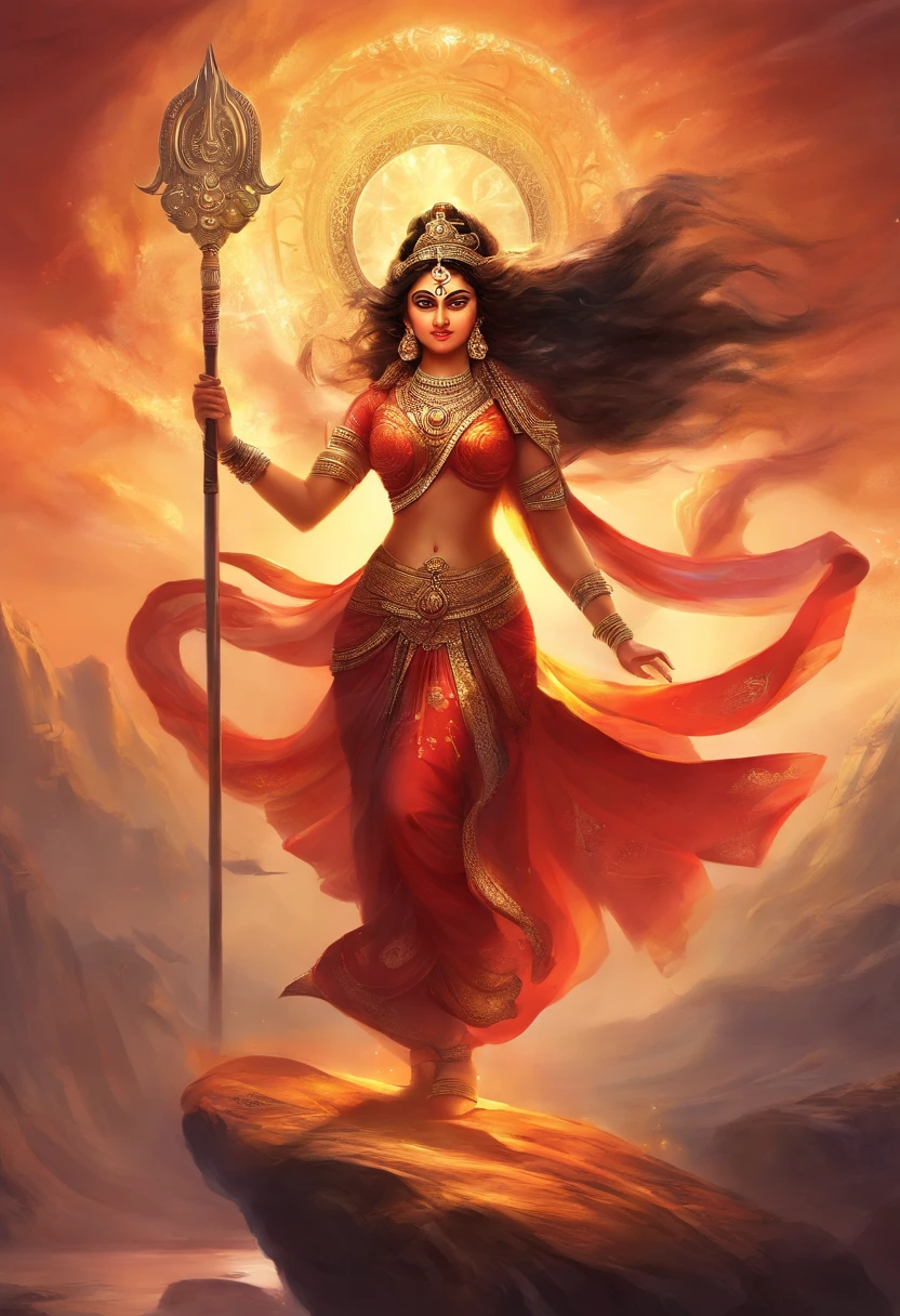 Maa Durga rudra Rupa, angry eyes,or hatho me trishul,rakchisa ko marte huaye gusse me