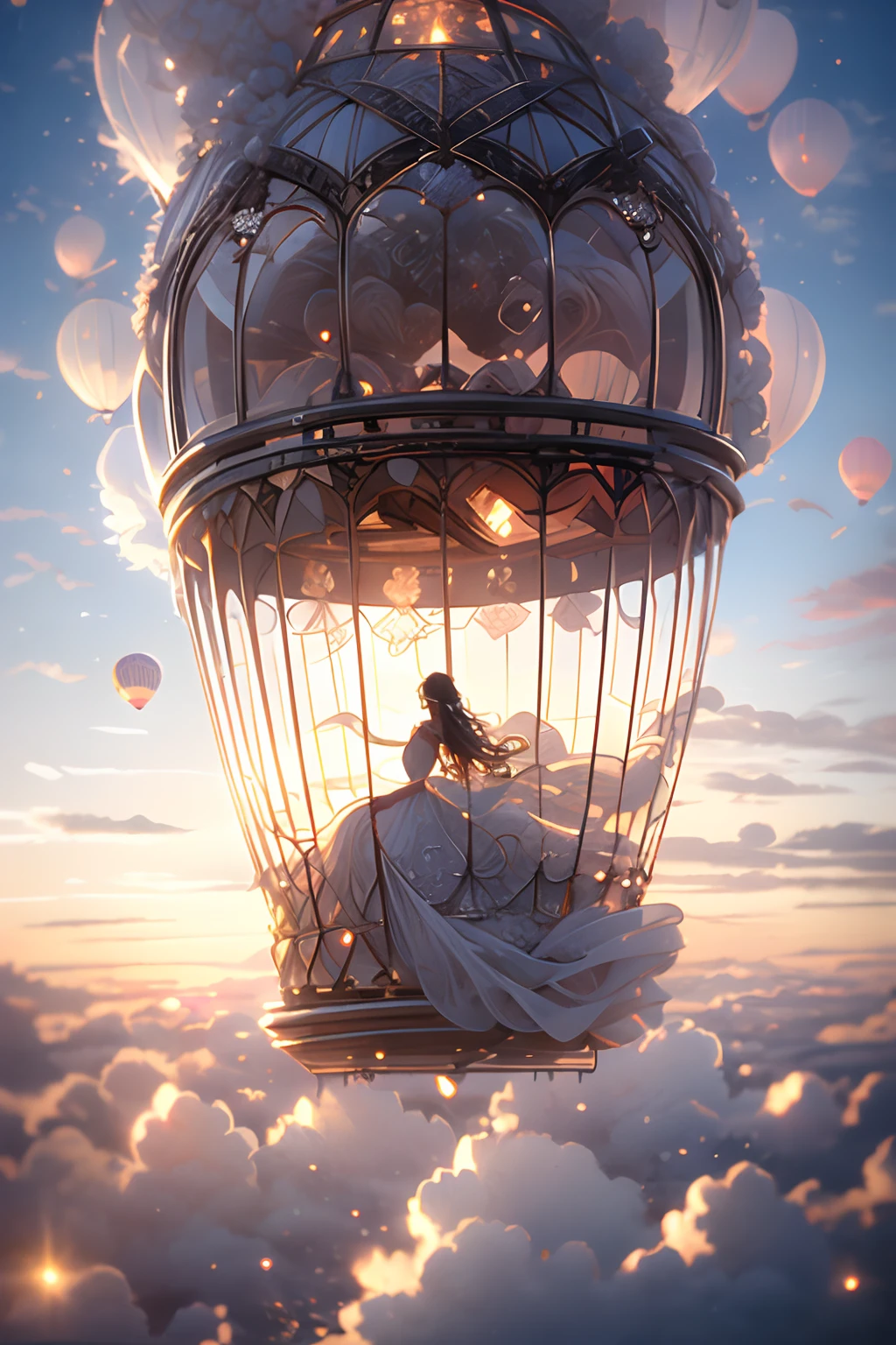 A hot-air balloon drifts above an abandoned theme park, the pilot capturing haunting photos of overgrown roller coasters and flooded game stalls., rubber material, fullbody shot, Claude Monet, Jamie Hawkesworth, Gertrude Abercrombie (dramatic, gritty, intense:1.4),masterpiece, best quality, 32k uhd, insane details, intricate details, hyperdetailed, hyper quality, high detail, ultra detailed, Masterpiece, bridal veilwedding dress