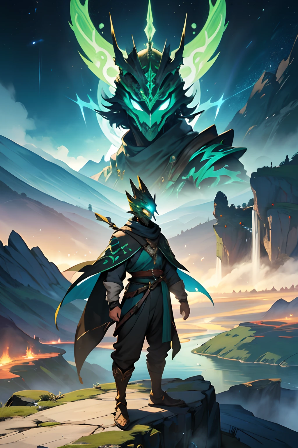 TerraformWarden, the master of Terraform Touch, commands the very earth itself. In the heart of a serene, untouched landscape, they stand with an air of quiet authority. Their presence is a harmonious blend of human and elemental forces, one hand gently caressing the earth while the other extends toward the horizon. As their fingertips make contact with the ground, the very terrain responds to their command, forming rolling hills and serene rivers with a single touch. Their mask carries a sense of ancient wisdom, a testament to their profound connection with the land. TerraformWarden exudes an aura of serenity and power, captivating all who witness their mastery over the elements.