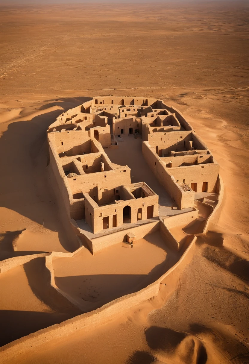 najd city aerial view, natural lightting, the biblical city of diriyah in the middle of the desert, concentric double walls, irregular constructions inside the walls, torres defensivas nas muralhas, Biblical architecture, arquitetura cananeia, um rio localizado a oeste da cidade, cidade torta, muralhas irregulares, 4k, HDR