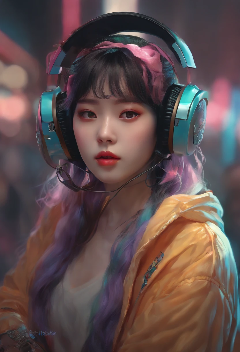 (ultra-detailed,photorealistic:1.37),(best quality,4k,8k,highres,masterpiece:1.2),portraits,vibrant digital artwork, Tumblr-inspired digital art, energetic fan art, a close-up of a person wearing a headband, Lo-fi style artwork, Guweiz-inspired masterpiece, new vaporwave aesthetics, colorful digital painting, cyberpunk anime-inspired artwork, Hallyu idol portrait, Cheng Yen-chun, digital anime illustration, NFT portrait, cyberpunk anime art.