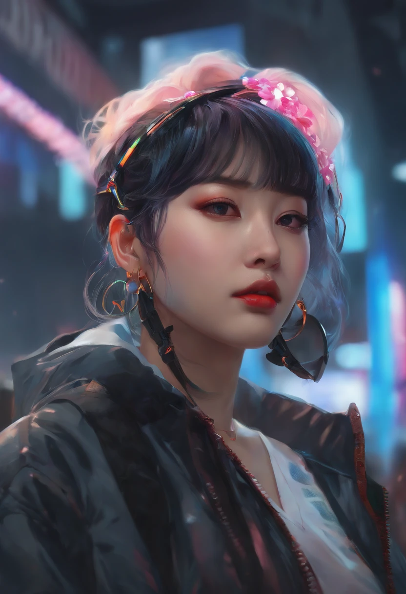 (ultra-detailed,photorealistic:1.37),(best quality,4k,8k,highres,masterpiece:1.2),portraits,vibrant digital artwork, Tumblr-inspired digital art, energetic fan art, a close-up of a person wearing a headband, Lo-fi style artwork, Guweiz-inspired masterpiece, new vaporwave aesthetics, colorful digital painting, cyberpunk anime-inspired artwork, Hallyu idol portrait, Cheng Yen-chun, digital anime illustration, NFT portrait, cyberpunk anime art.