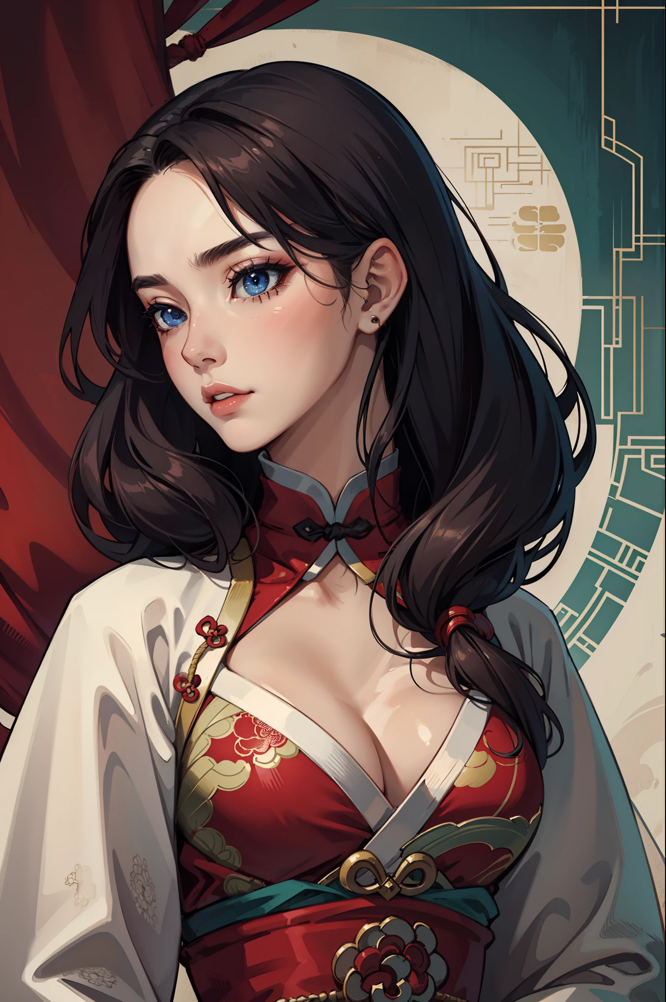 best quality, masterpiece, highres, wuxia 1girl, china dress, super Beautiful face, super beautiful eye, super beautiful hair