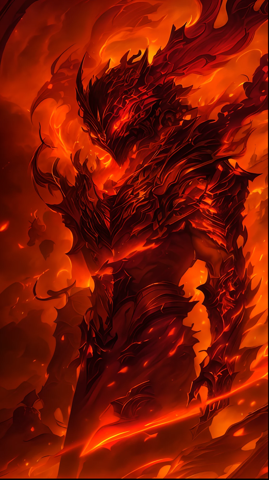 Epic fantasy art style, painted in the style arcane, Anime art wallpaper 4 K, Anime art wallpaper 4k, league of legend, Epic fantasy digital art style, dark but detailed digital art,Crimson Warrior,high render,colors of clothing(Orange colors+red colour+amarelo),