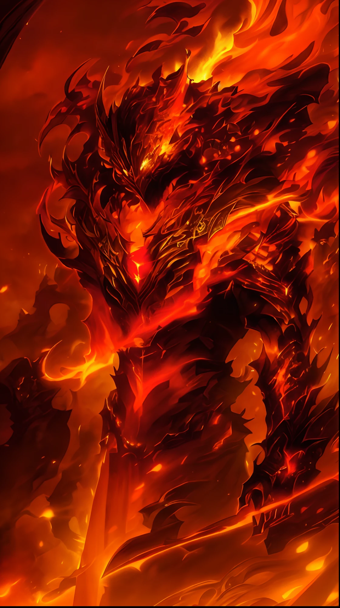 Epic fantasy art style, painted in the style arcane, Anime art wallpaper 4 K, Anime art wallpaper 4k, league of legend, Epic fantasy digital art style, dark but detailed digital art,Crimson Warrior,high render,colors of clothing(Orange colors+red colour+amarelo）,