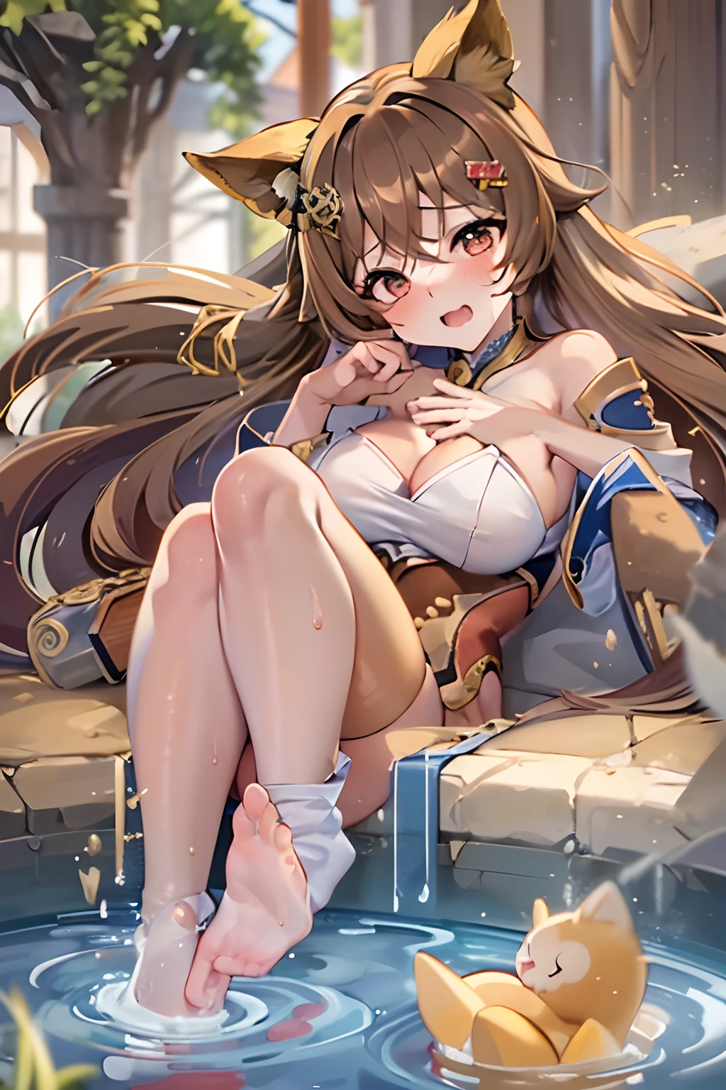 Genshin_impact, amber, girl, genshin impact girl, nake, cute, hot, large breasts, (best quality, highest quality:1.5)
Master-piece, (cute facial expressions:1.5)
Nude pussy, big ass, legs open wide, (white skin:1.2),
Pussy cum, long hair, (brown hair colour:1.3),
Nude feets (steem:1.5),
(Brown colour eye:1.2)
(Masterpiece:1.5), (sweating:1.2), wet pussy
Sitting, aheago face, rock bath, legs widely spread, orgams, cum, naked breasts, blush, shy, feets straddle, being lick in the pussy, open pussy, shock, lewd