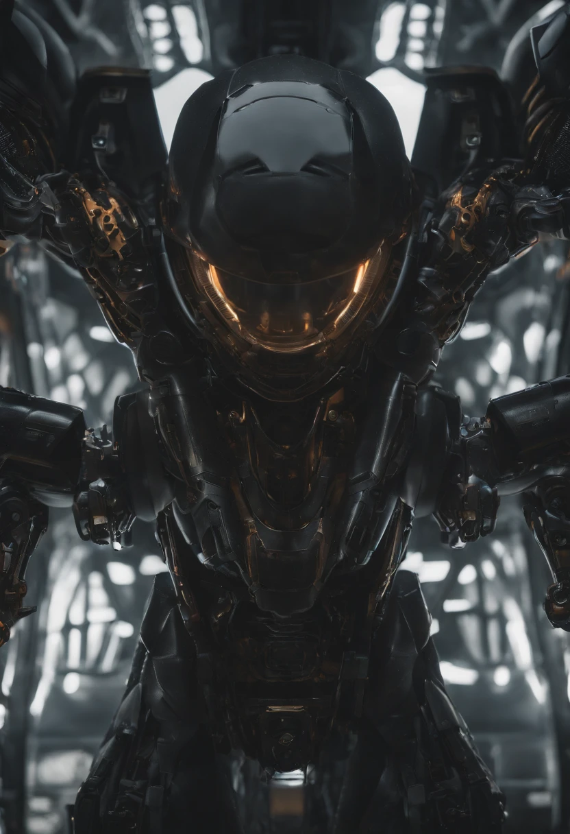 A translucent ethereal alien,A mech wearing a ceramic glaze luster,Hard surface performance,streamlined line design,It has refined features in a sci-fi environment, glowing from within, Sparks and lights, Close-up, Realistic, Highly detailed, iintricate
