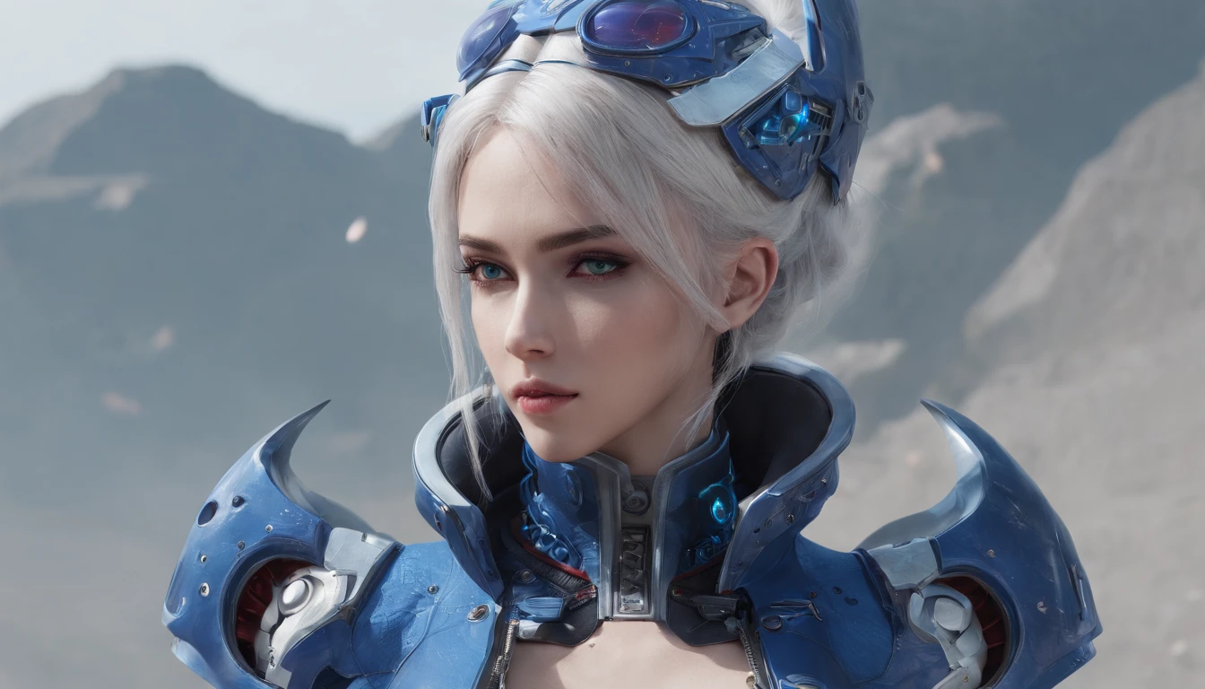 Cirilla Fiona Elen Riannon，Highest image quality，Outstanding details，超高分辨率，（Fidelity：1.4）, Favor the details，closeup cleavage，Ride a dragon，High-tech dragon knight mech，He has a delicate and beautiful face，（（Blue-white flying semi-mechanical fuselage：1.8）），Raised sexy，frontage，cyber punk perssonage，Futuristic，mechanically aesthetic，Virtual Engine 5，Perfect detail rendering，rendering by octane，hyper HD