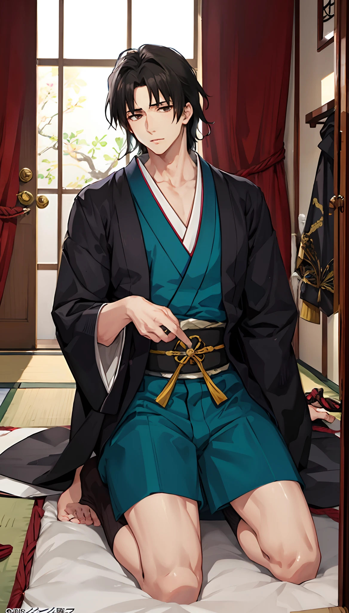 Jushiro Hijikata、The sword、ＶCharacter bangs、Shinsengumi、Enchanted feet、Fap Material、animesque、A dark-haired、male anime characters、A dark-haired、traditional Japanese room、short-haired、western clothes、twinks