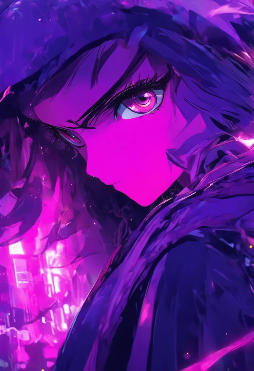 (purple coloured puples), Top quality, Masterpiece, high resolution, 8K, Hoodie and anime style girl, One girl, detailed line art, Digital enhancement, Close up, Anime core, Flowing fabric,rot,torogao,Various expressions,The expression of wide eyes