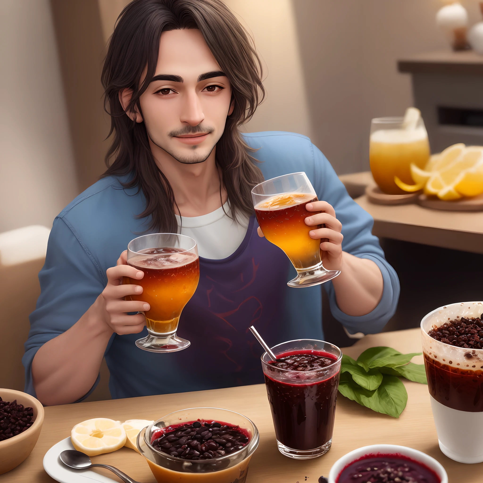 Manuel Gomes drinking açaí