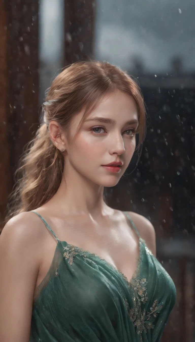 (Professional 3D rendering:1.3) of (Realistic:1.3) The most beautiful art in the world, Great place., Towering environment)), Full body 8k unity display, Action Shooter, skin pores, The light is very dark., Heavy Shading, Detailed, detailed face, (vibrant, photo-realistic, Realistic, breathtaking, dark, crisp focus, 10), (high-detail:1.4), digital painting, Octane display, art station, Concept Art, smooth, crisp focus, illustration, Nose Art, (loish:0.23), (Global Illumination, studio light, volumetric light), heavy rain, Particles float, ((Dark and ancient city background:1.3)),CGSesociety,Art Stations Random gestures, (An extremely delicate and beautiful work), (masterpiece), 1girls, Girl in shiny transparent dress, high-detail, Leaky waist, ponytail contorted, A charming expression, beautiful and clear eyes, green eye pupil, delicate necklace, delicate earrings, simple blurred background, extreme detail description, Beautiful, charming, ultra-fine painting, Subtle delicate face, Subtle shape, fine., Fine collarbones, Cute fine lips, Fine beautiful breasts, soft behind, mix4,(10, RAW photo, bestquality, masterpiece:1.2), (Realistic, photo-realistic:1.37),1girls,kawaii,city scape, nighttime, It's raining, wet, Professional lighting, photons mapping, radiosity, Physically Based Rendering,(Beautiful small hard:1.3),(Saw the head  on the dress.:1.4),(glossy:1.5),(transparent:1.3),Blonde Hair.Full body