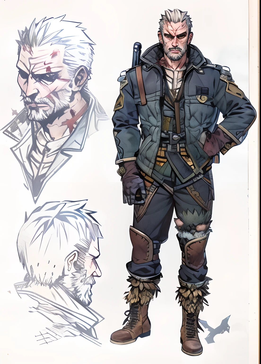 a man smoke the cigerarette ,short fluffy hair style , with katana knife,with Wounds on face , handsome brave man, look like yakuza, young and bad ass type
