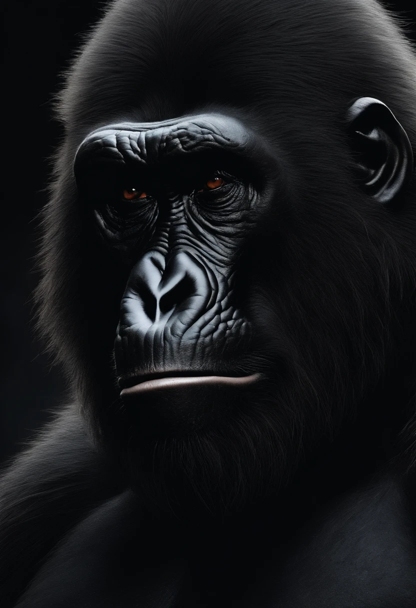 Black furry muscular giant ape，The genitals are huge