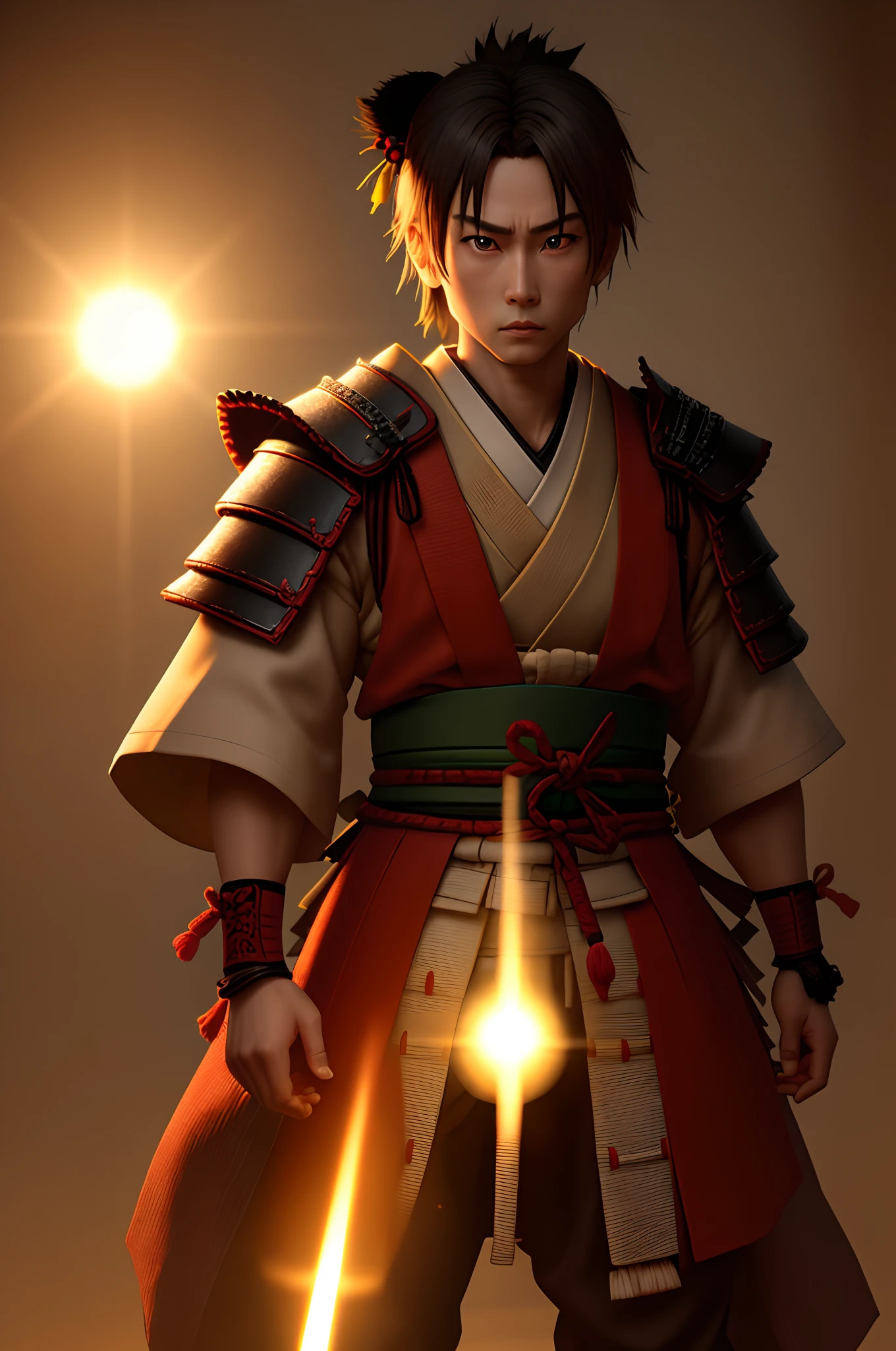 Samurai toy 3d With light in his eyes