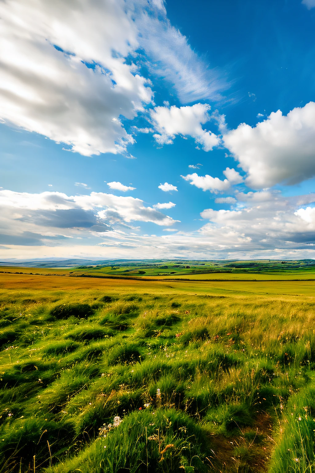 steppe landscape，blues sky and clouds,  green forest, Dingdall effect，a country road，Colorful hot air balloons，high quality desktop wallpaper, verdant forest, detailed fields nature, beautiful english countryside, Stunning landscape, Rolling hills, Landscape wallpaper, lush countryside, Patches of green forest, breathtaking landscape, green fields in the background, High quality wallpaper, Beautiful wallpaper