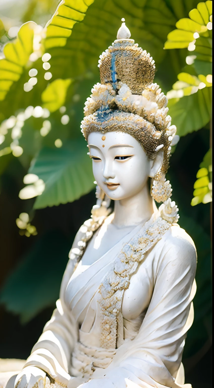 1. Themed on ancient Chinese mythology,Draw a full-body portrait of Guanyin Bodhisattva。 2. Create a magical and fantastic background,Let the warm light radiate around Avalokiteshvara。 3. Use glowing colors and Buddha light effects,Highlight the divinity and solemnity of Guanyin Bodhisattva。