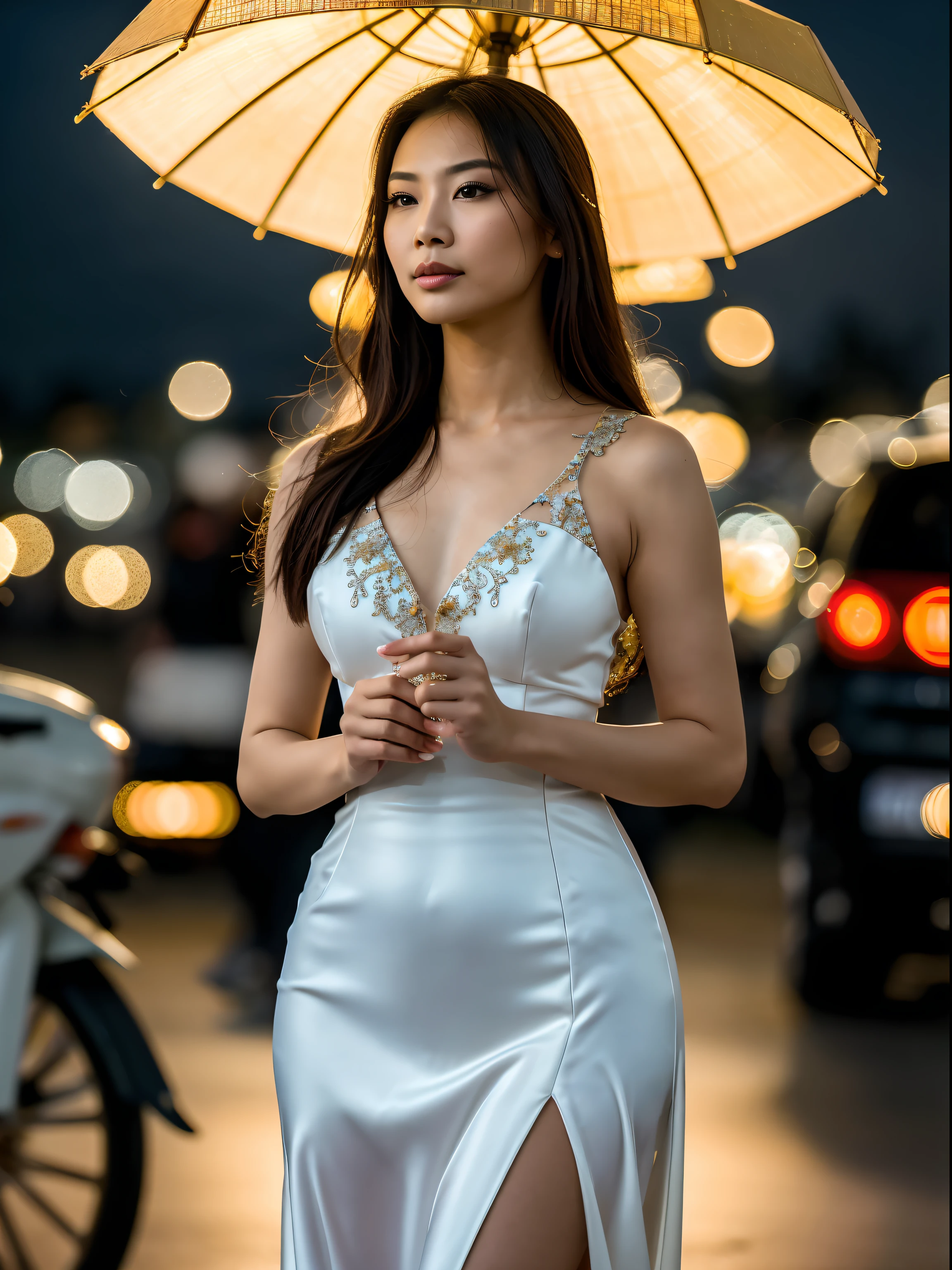 ((masterpiece)), ((best quality)), ((detailed)), Astounding, (Striking), Elegant, Woman, Vietnamese, Vietnamese descent, Vietnamese national, Photograph, Picture, Image, Beautifully lit, Stunning light, Beautiful glow, Radiant illumination, 800mm lens, Distant subjects, Super telephoto lens,dress