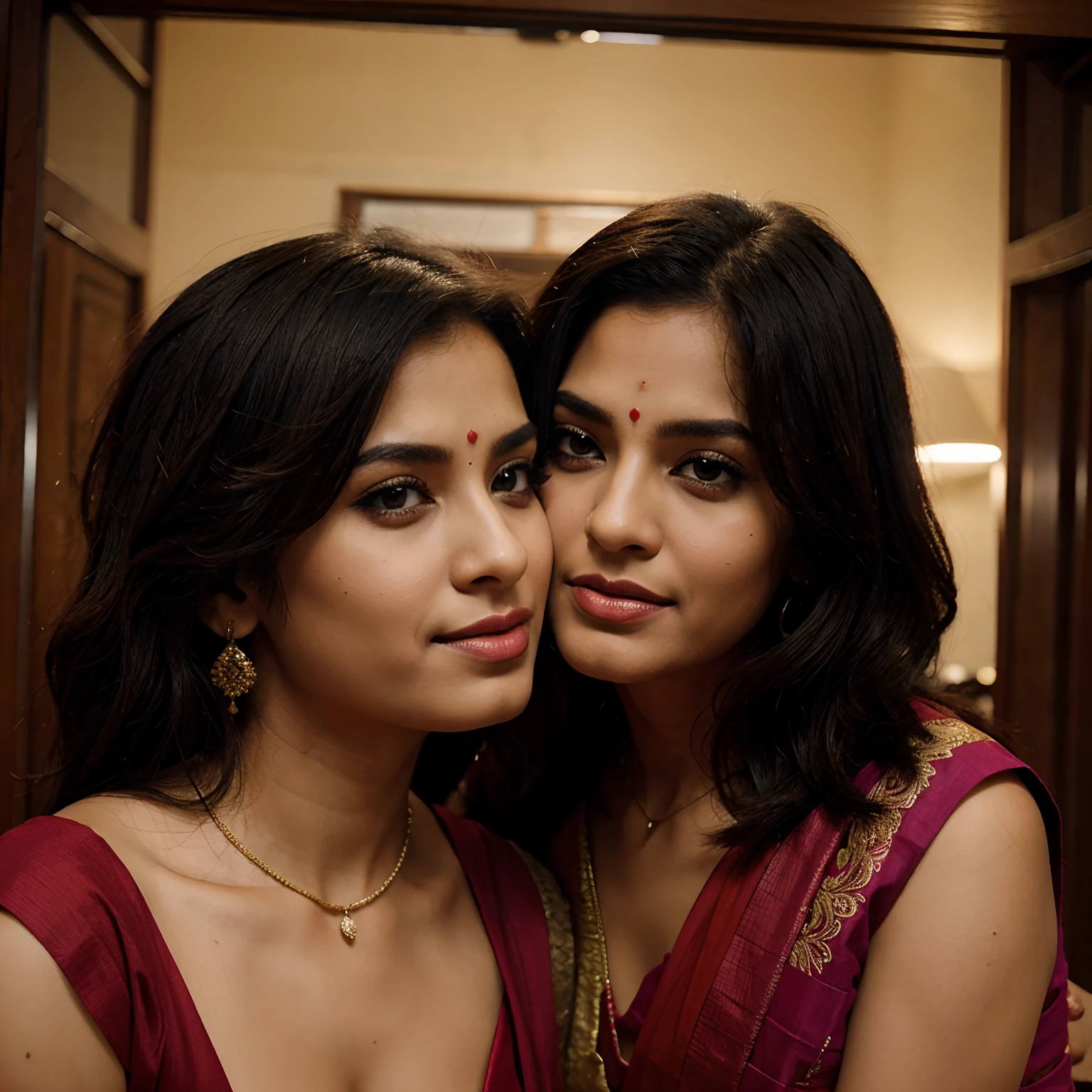 Lesbian , saree, smooching