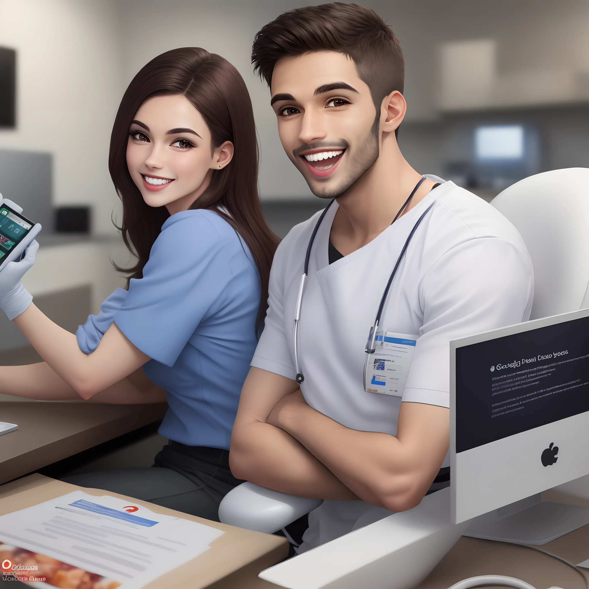 Dentista feliz com os resultados obtidos com perfil de empresa no google