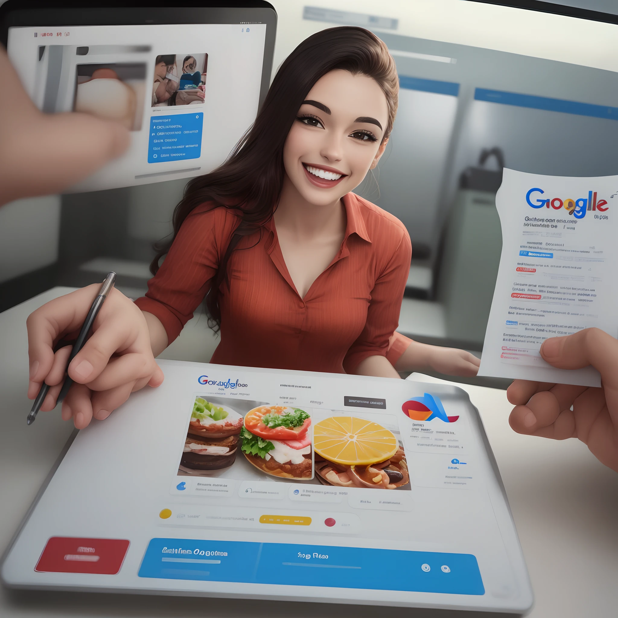 Dentista feliz com os resultados obtidos com perfil de empresa no google