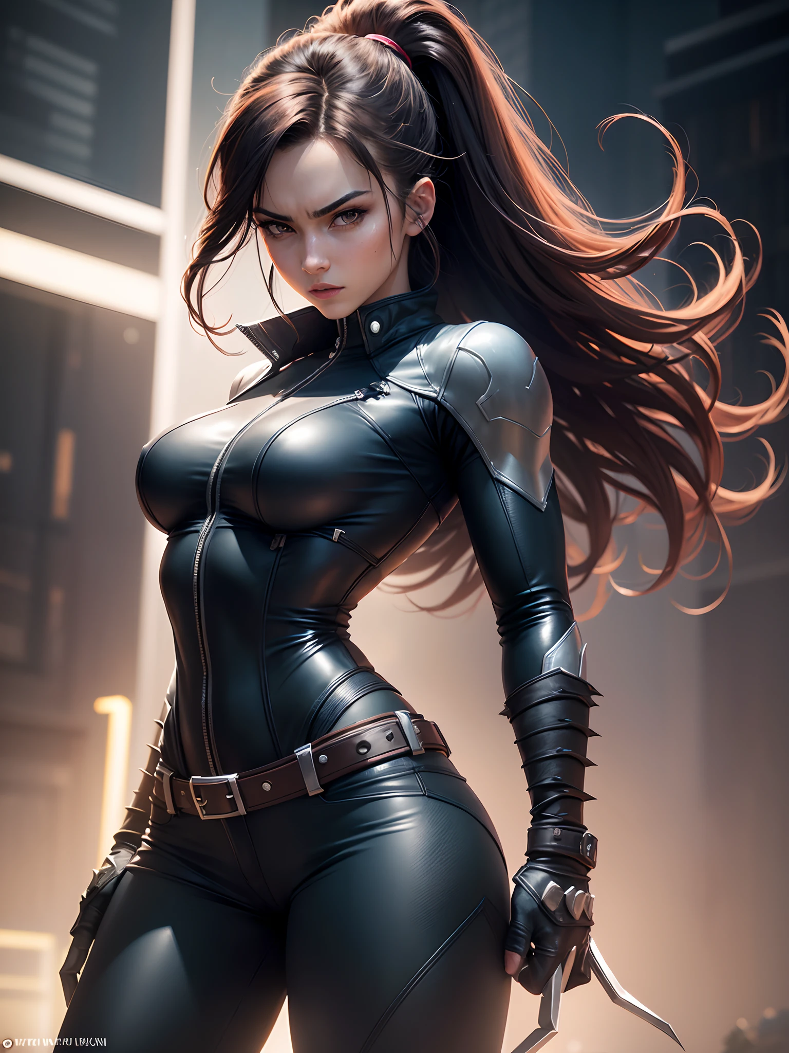 a beautiful assassin girl doing eagle dive,1girl,intricate detailed face and eyes,long dark hair flowing,assassin outfit,leather jacket,tight black pants,black boots,detailed facial features,highly detailed skin,photorealistic,cinematic lighting,dramatic atmosphere,dark color palette,chiaroscuro lighting,ultra-detailed,4k,8k,highres,masterpiece:1.2,realistic,photo-realistic:1.37