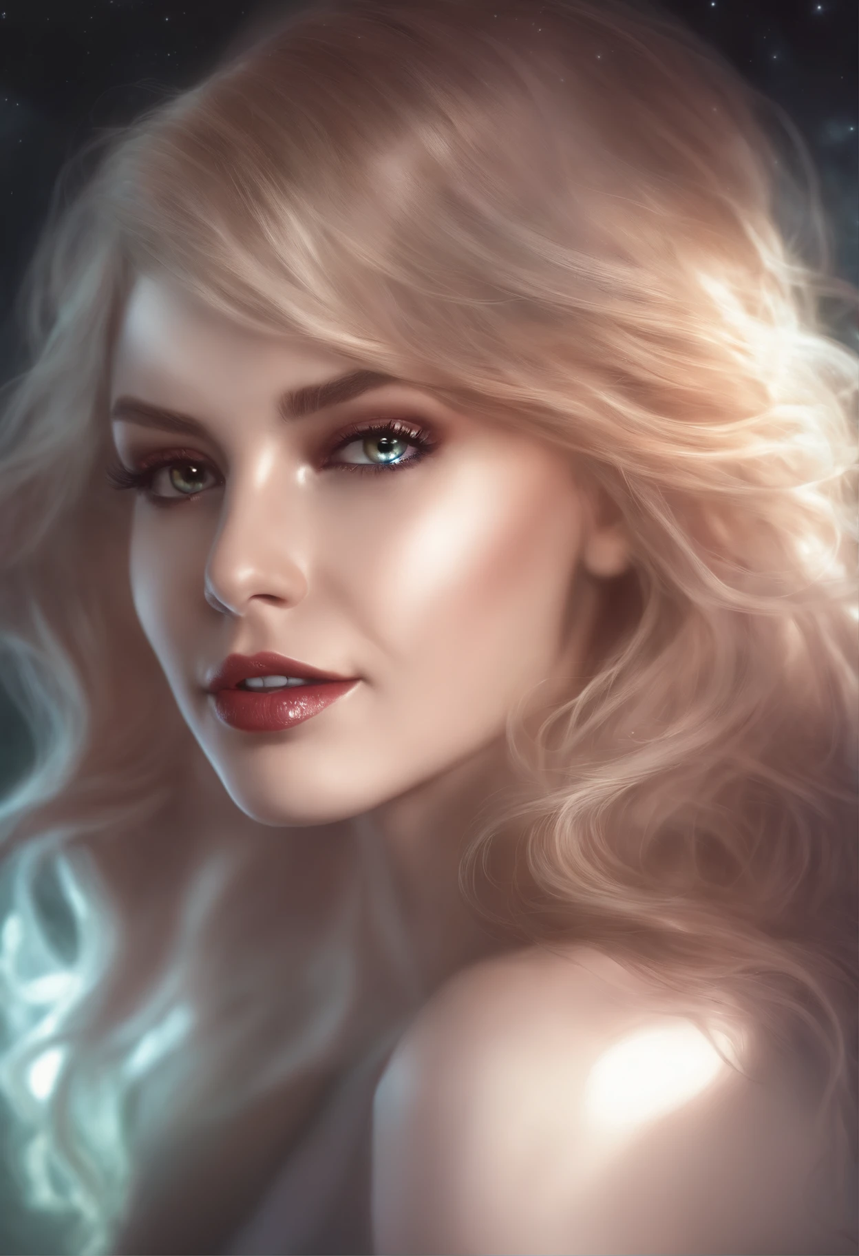 a nude girl, beautiful detailed eyes, beautiful detailed lips, extremely detailed face and skin, long eyelashes, flowing hair, elegant pose, golden hour lighting, soft warm tones, cinematic composition, realistic, photorealistic, hyper detailed, 8k, best quality, masterpiece