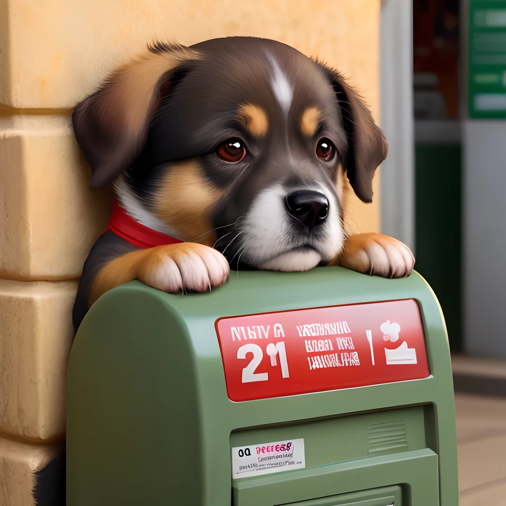 Cachorro vermelho fazendo xixi num poste
