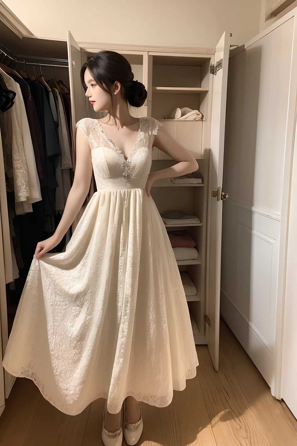 An old dress walks out of an old wardrobe，It behaves like a star，Preparing for a "new life"。
