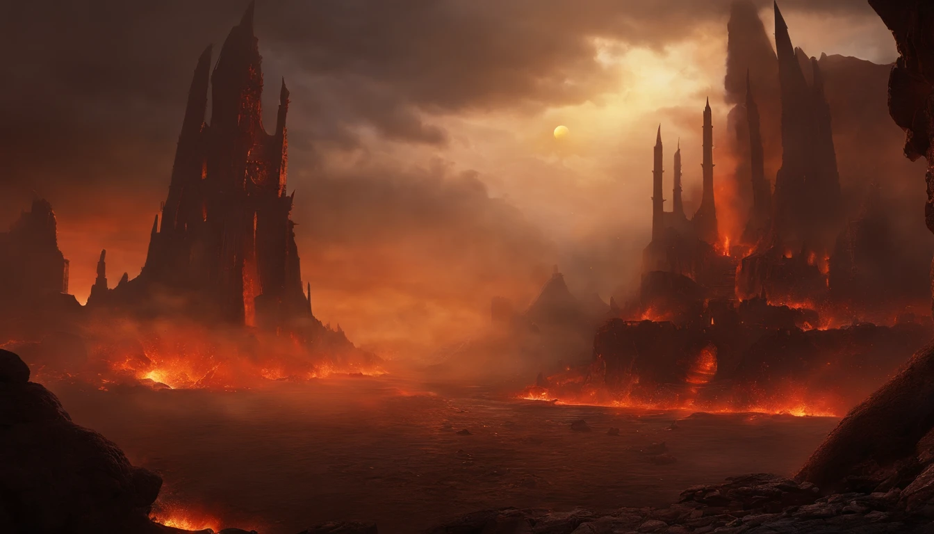 , paisagem do inferno, O fundo do inferno, A batalha final no inferno, Apocalyptic landscapes!!!!!, Mustafar, The Ruins of Hell, ! Apocalyptic landscapes!!, Soberbo D & D A Arte do Sol Escuro, Portas do Inferno, Portas do Inferno, arte conceitual de world of warcraft, Resgate do Submundo!!!!!!