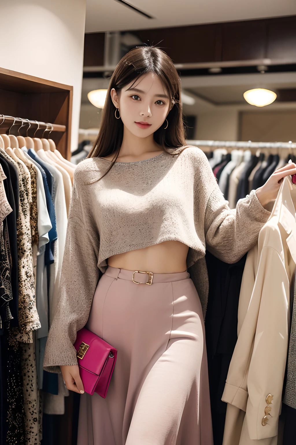 Showing the sale of used clothes,People happily receive new clothes,Show confidence and style。 Highlight how this selling activity creates value and satisfies individual fashion needs。