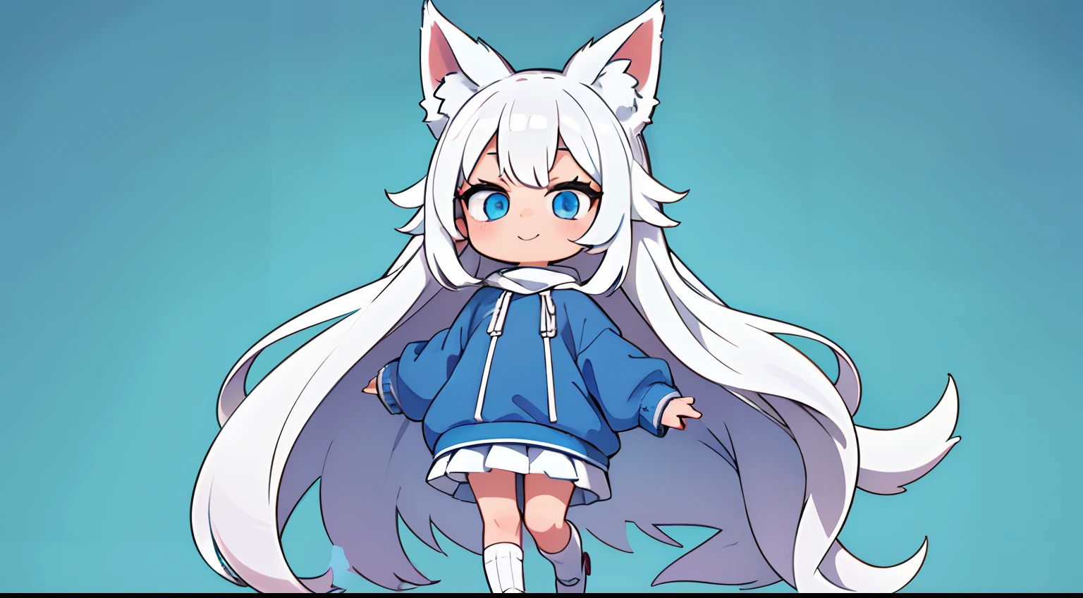 A close up of a cartoon character with long hair and a cat ears - SeaArt AI