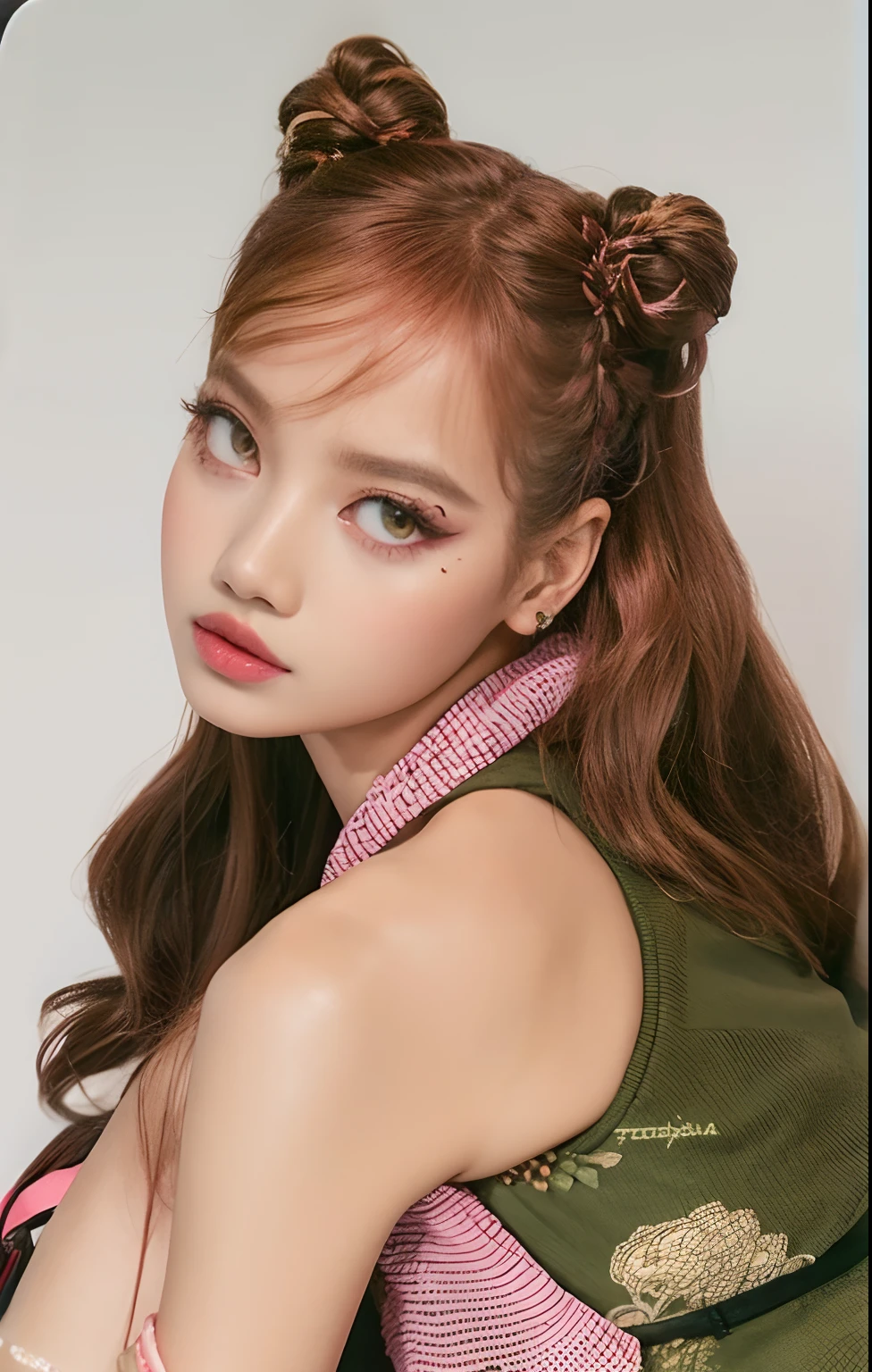 Hay una mujer con corbata rosa y un top verde, Jossi de Blackpink, Retrato de Jossi de Blackpink, Lalisa Manoban de Blackpink, Retrato Jisoo Blackpink, Jisoo de Blackpink, Jisoo de Blackpink, Lalisa Manobal, Sun Yunjoo, Parque Roseanne de Blackpink, Jinyoung Shin, por Ayami Kojima, ayaka, Hana Alisa Omer