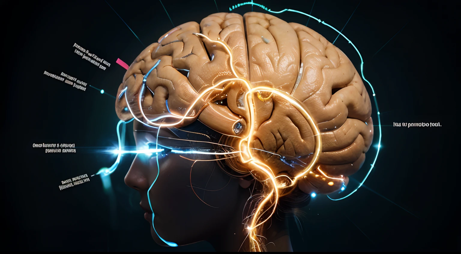 Use an image of the brain with bright, interconnected neural pathways that suggest connections and learning. Next to the brain, Insert Icons Representing Habits, como uma seta apontando para cima para representar o progresso.