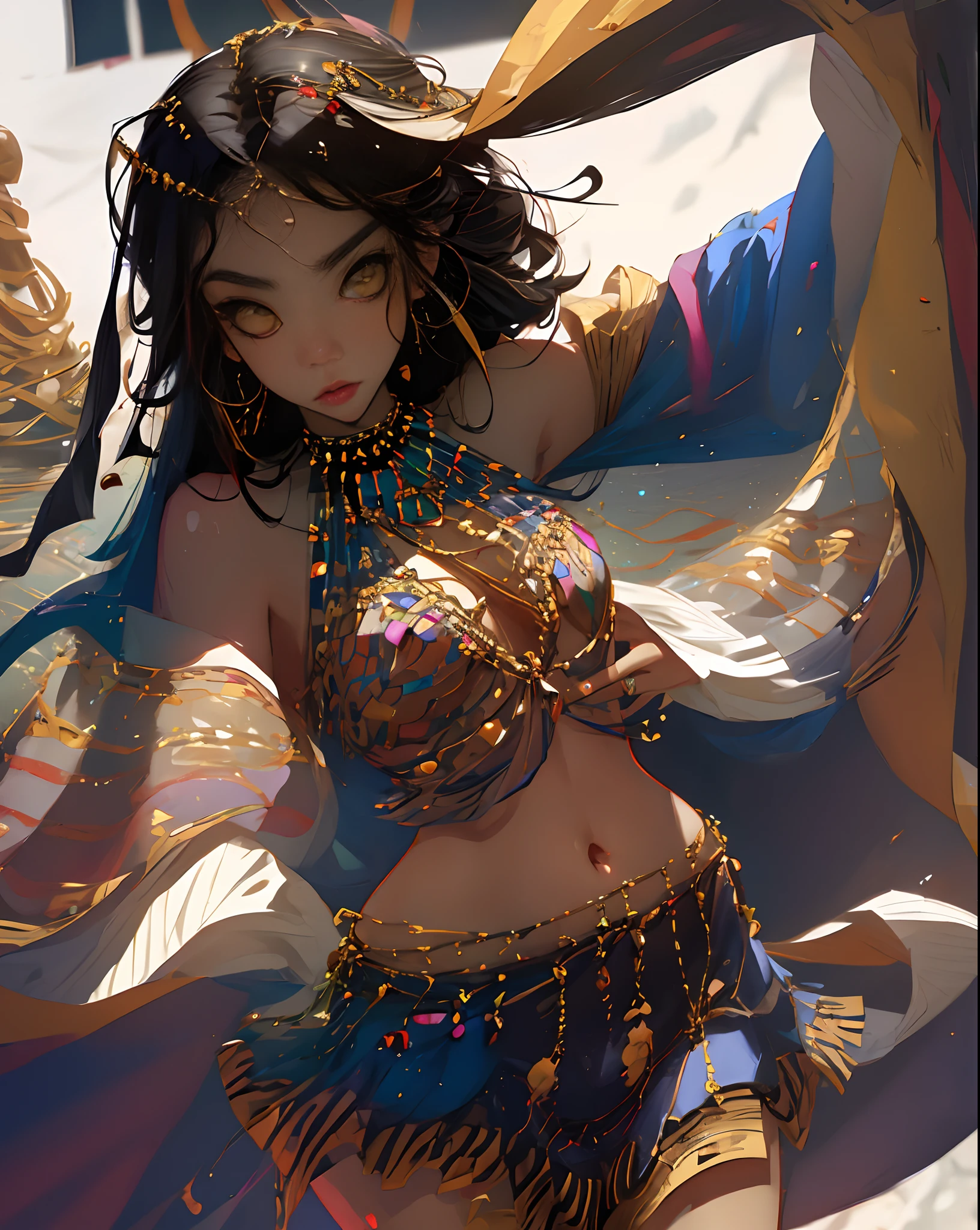 Voluptuous wolf girl belly dancer