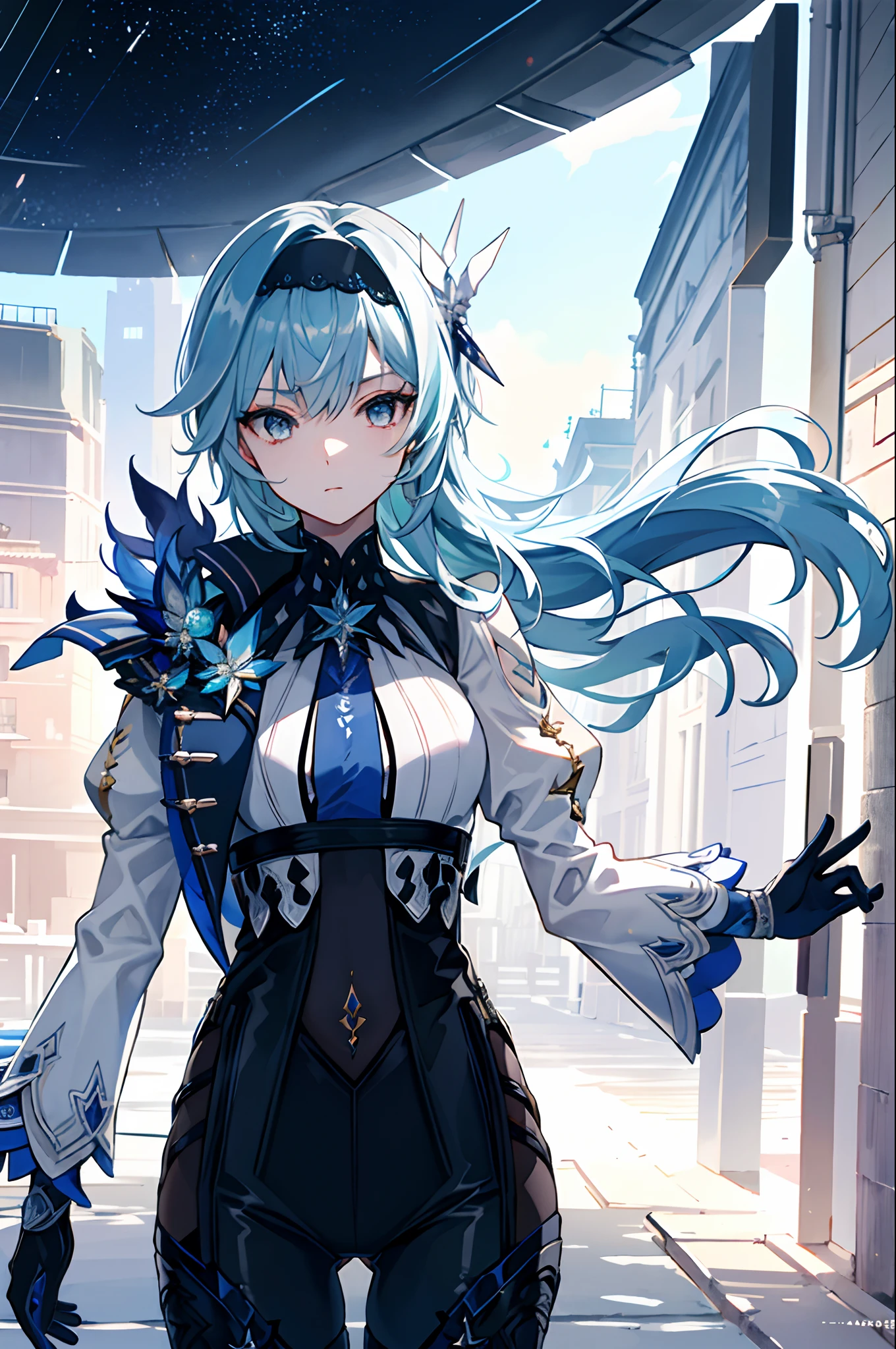 {{{{masterpiece}}}}, {{{hyper detailed}}}, {{{highres}}}, {{good anatomy}}, (((best quality))), ((an extremely delicate and beautiful)), {{an extremely detailed and delicate}}, {8k cg wallpaper}, {stunning art}, {{illustration}}, {amazing}, original, mature, ((half-body shot)), ((pale skin)), intricate, (depth of field), highly detailed body, (((masterpiece))), (extremely high quality artwork), detailed face, masterwork, best quality, incredibly absurdness, ((best quality)), (ultra-detailed), (beautiful detailed eyes), (((Galaxy eyes))), ((bored eyes)), Helf-lid eyes, hyper intricate, extremely detailed girl, beautiful detailed eyes, vibrant eyes, ray tracing, [[[vibrant colors]]], from waist up, girl, sharp focus, [[best quality]], illustration, dynamic angle, depth of field, dynamic light, 1girl, (( long hair, straight hair)), blue hair, hair, silky hair, dynamic hair, medium breasts, (blue eyes), sharp eyes, long eyelashes, ((white shirt)), black tie, casual shirt, frown, bored expression, dynamic lights, god rays, cinematic lightning, (ultra-detailed:1.3), cloudy background, concrete floor
(magazine:1.3), (cover-style:1.3), fashionable, woman, vibrant, outfit, posing, front, colorful, dynamic, background, elements, confident, expression, holding, statement, accessory, majestic, coiled, around, touch, scene, text, cover, bold, attention-grabbing, title, stylish, font, catchy, headline, larger, striking, modern, trendy, focus, fashion,