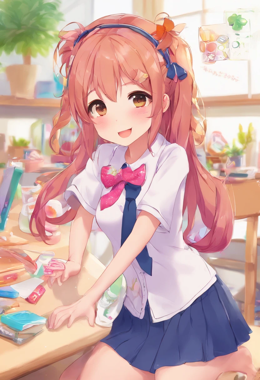 hi-school girl、School Uniforms、Navy Socks、Dirty socks、Open your legs、Spread your knees to the sides、Spread the pubic area with both hands、Pubic area that pops out、hairy pubic、on the beds、 radical、sexual excitement、embarassed expression、shinny skin。