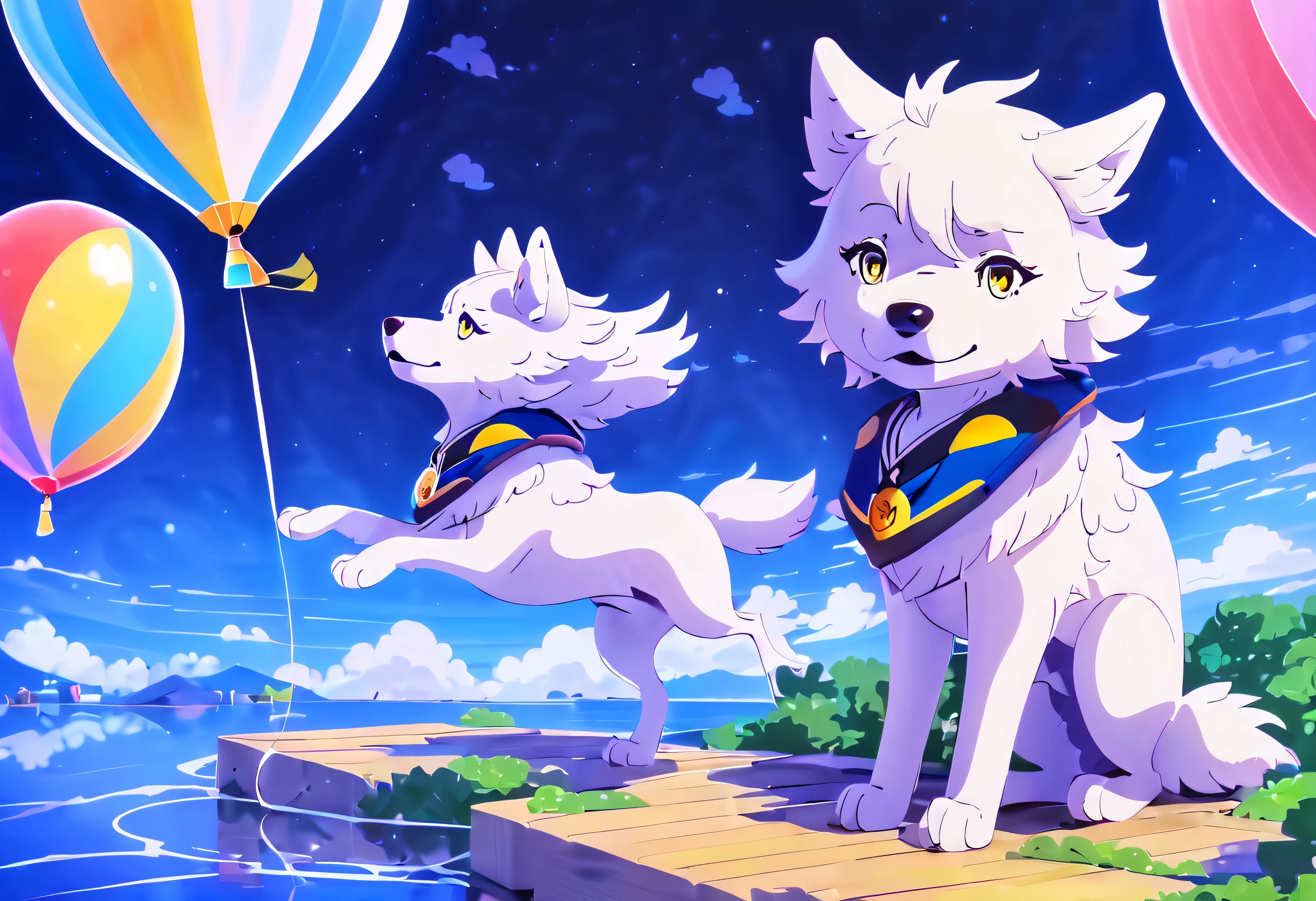 (((sense of whimsy and wonder, floating above a picturesque ethereal presence wolf balloon:1.3))), Nostalgic Shizu-chan!It's time to say goodbye.My brother is finally ready to go.By the time this letter reaches you, it will be scattered all over the ocean.Due to the unexpected death of my father and mother,Leaving young Shizuka alone,I'm very sorry, but please forgive me.As a big brother's figureI was given the name Shizu-chan.Yubin passbook and stamp,This is when Shizu-chan goes to girls' school.please use.I will also send you a watch and a military sword.I asked Kinoshita's uncle about this as well.Sell it for money.From my brother's perspective,Shizuka's life from now on is more important.The propeller is already spinning.Now, let's get started.Well then, my brother will go.Don't cry, Shizu-chan.keep it up!, supernatural wonder and technological marvels, fantastical realm, vibrant colors and dynamic composition, ethereal mist, level of detail is astounding,