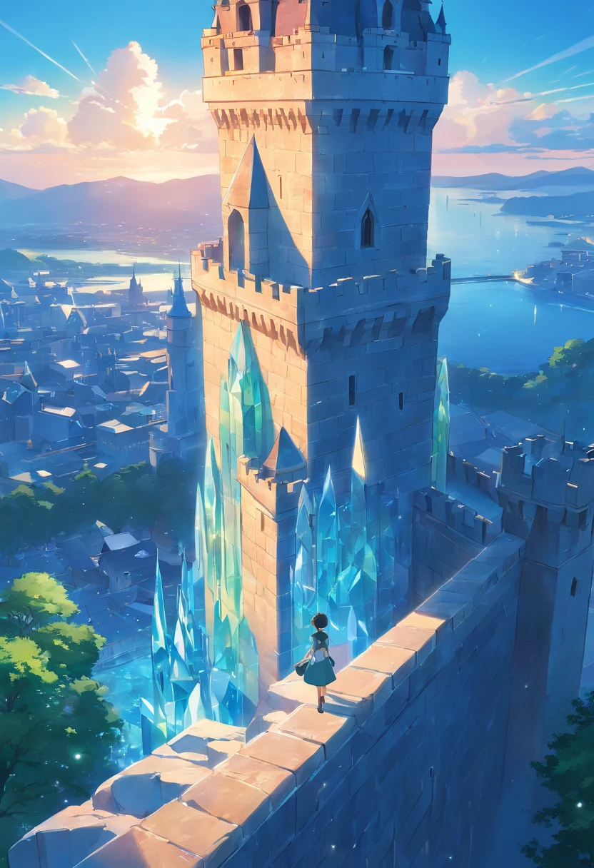 crystal blue on top of castle
