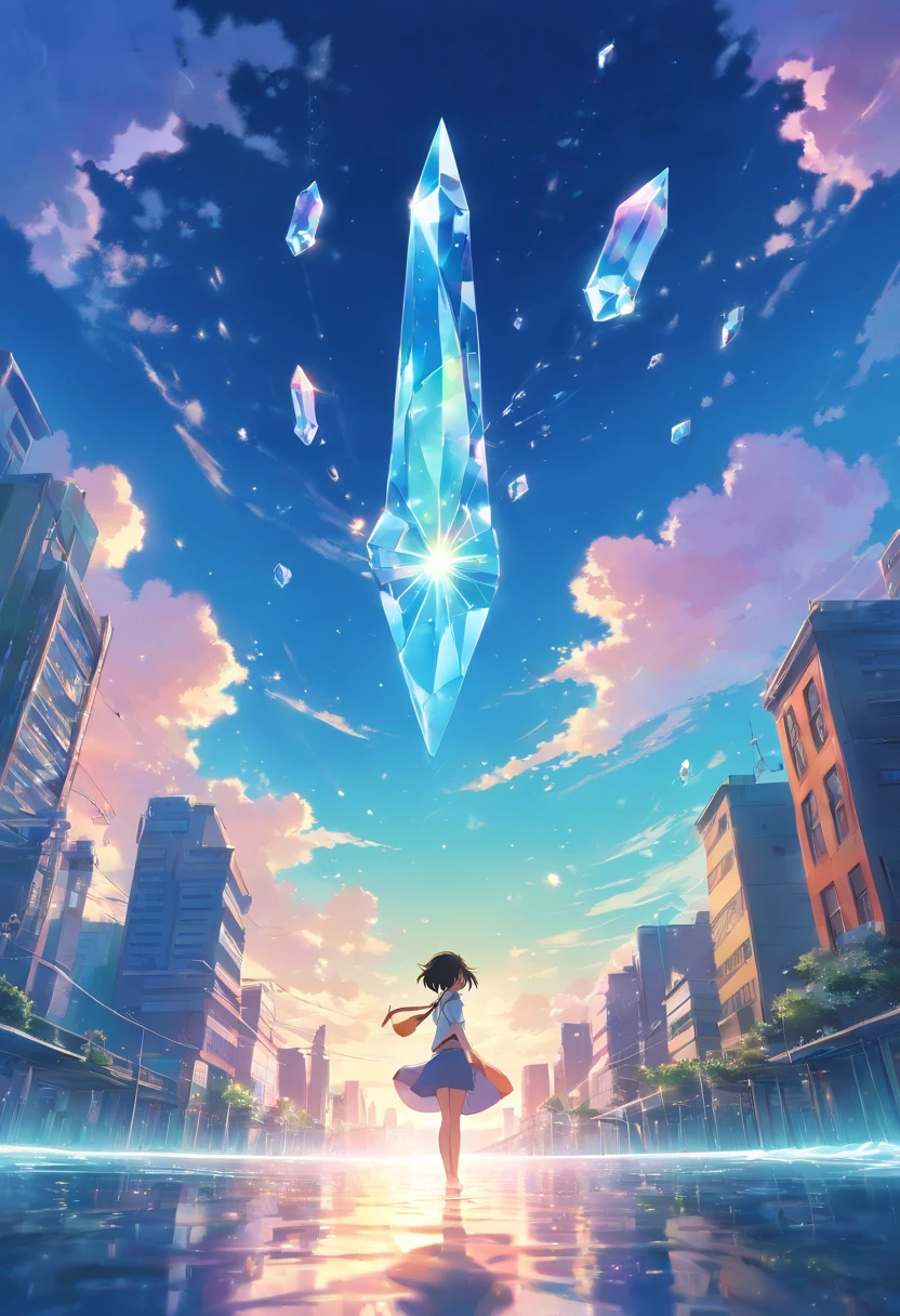 1 crystal floating in the sky